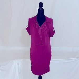 Aziz Pink Short Sleeve Dress Size Large
